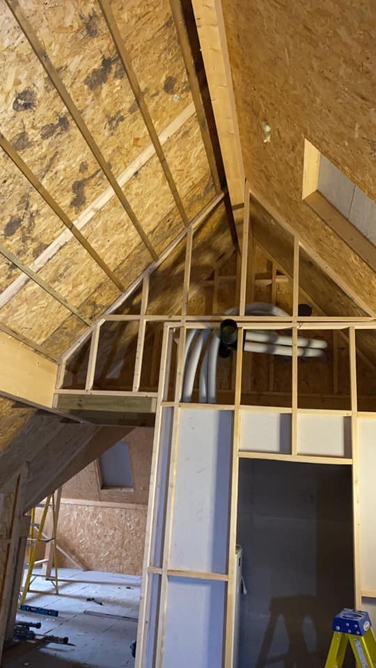 Stud framing for a room in the roof
